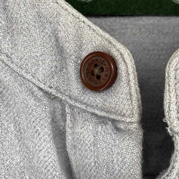 ORVIS Shirt Mens M Flannel Button Up Mandarin Collar Long Sleeve Gray Cotton - Picture 5 of 13